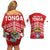 Mate Ma'a Tonga Couples Matching Off Shoulder Short Dress and Hawaiian Shirt Douple White Dove and Kupesi Ngatu Art Tattoo