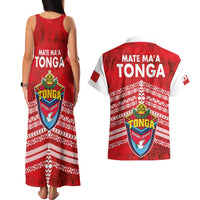 Mate Ma'a Tonga Couples Matching Tank Maxi Dress and Hawaiian Shirt Double White Dove and Kupesi Ngatu Art Tattoo LT03 - Polynesian Pride