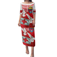 Mate Ma'a Tonga Family Matching Puletasi and Hawaiian Shirt Douple White Dove and Kupesi Ngatu Art Tattoo