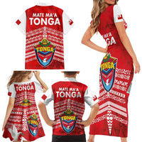 Mate Ma'a Tonga Family Matching Short Sleeve Bodycon Dress and Hawaiian Shirt Double White Dove and Kupesi Ngatu Art Tattoo LT03 - Polynesian Pride