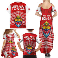 Mate Ma'a Tonga Family Matching Summer Maxi Dress and Hawaiian Shirt Douple White Dove and Kupesi Ngatu Art Tattoo