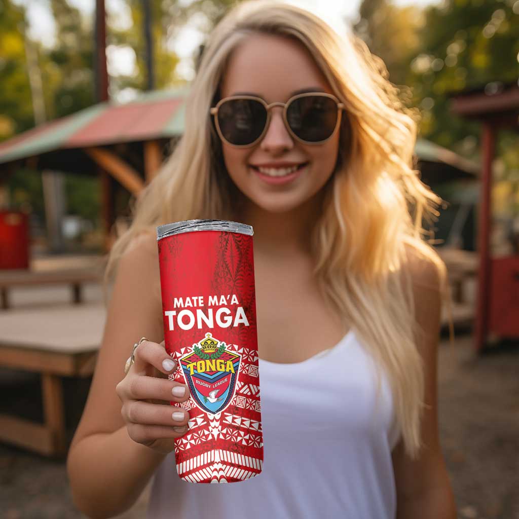 Mate Ma'a Tonga Skinny Tumbler Double White Dove and Kupesi Ngatu Art Tattoo