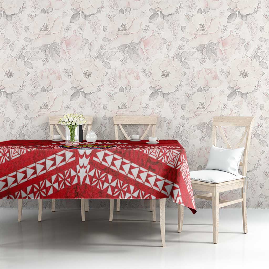 Mate Ma'a Tonga Tablecloth Douple White Dove and Kupesi Ngatu Art Tattoo