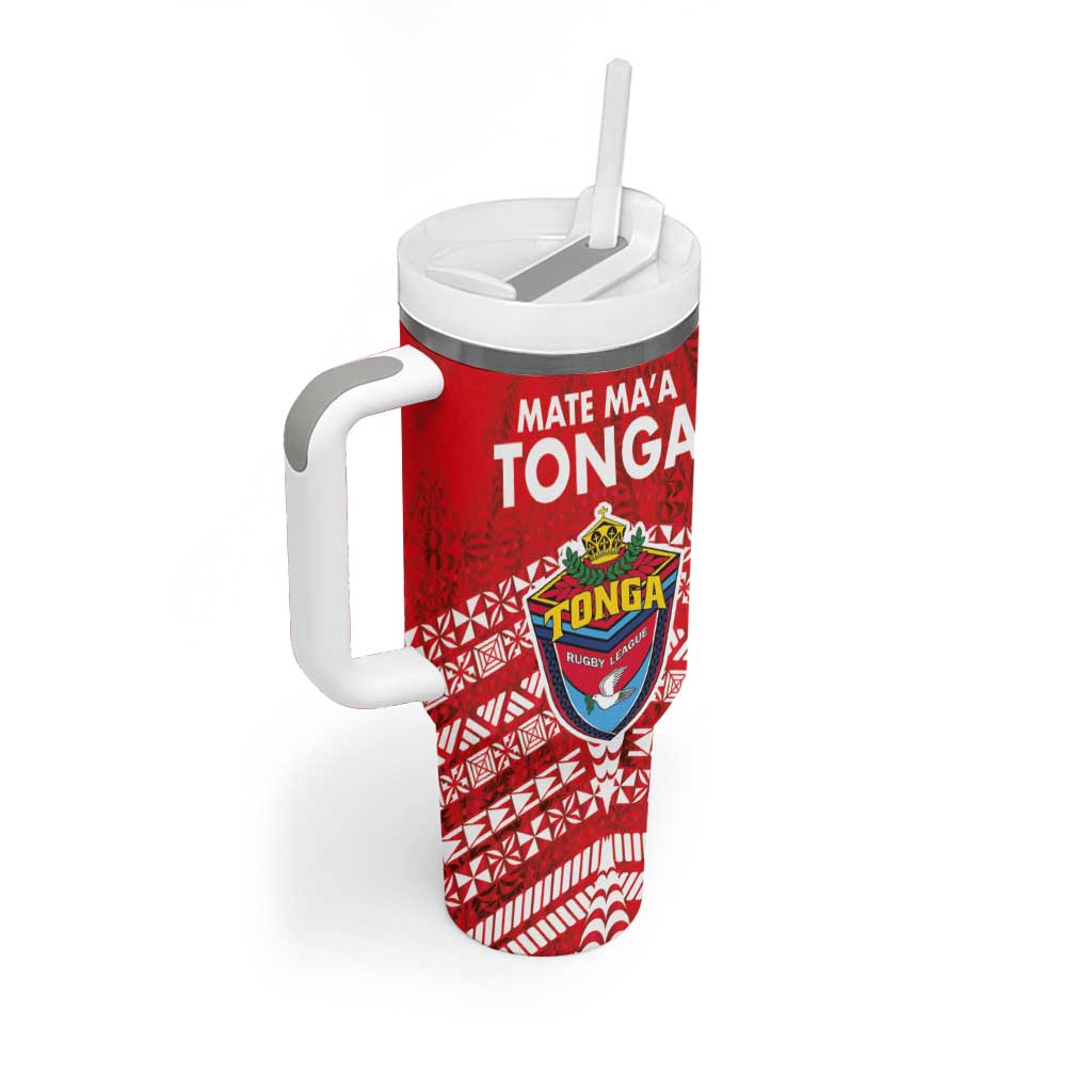 Mate Ma'a Tonga Tumbler With Handle Double White Dove and Kupesi Ngatu Art Tattoo