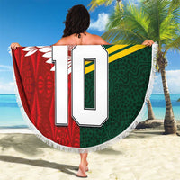 Custom Mate Ma'a Tonga and Australia Kangaroo Beach Blanket Nation Seal with Mascot Aboriginal and Tongan Kupesi Ngatu Art