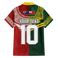 Custom Mate Ma'a Tonga and Australia Kangaroo Family Matching Long Sleeve Bodycon Dress and Hawaiian Shirt Nation Seal with Mascot Aboriginal and Tongan Kupesi Ngatu Art LT03 - Polynesian Pride