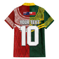 Custom Mate Ma'a Tonga and Australia Kangaroo Family Matching Mermaid Dress and Hawaiian Shirt Nation Seal with Mascot Aboriginal and Tongan Kupesi Ngatu Art LT03 - Polynesian Pride