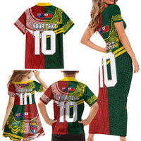 Custom Mate Ma'a Tonga and Australia Kangaroo Family Matching Short Sleeve Bodycon Dress and Hawaiian Shirt Nation Seal with Mascot Aboriginal and Tongan Kupesi Ngatu Art LT03 - Polynesian Pride