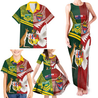Custom Mate Ma'a Tonga and Australia Kangaroo Family Matching Tank Maxi Dress and Hawaiian Shirt Nation Seal with Mascot Aboriginal and Tongan Kupesi Ngatu Art