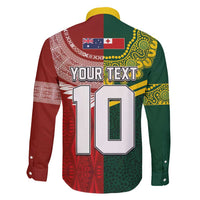 Custom Mate Ma'a Tonga and Australia Kangaroo Family Matching Tank Maxi Dress and Hawaiian Shirt Nation Seal with Mascot Aboriginal and Tongan Kupesi Ngatu Art