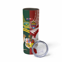 Custom Mate Ma'a Tonga and Australia Kangaroo Skinny Tumbler Nation Seal with Mascot Aboriginal and Tongan Kupesi Ngatu Art LT03 - Polynesian Pride