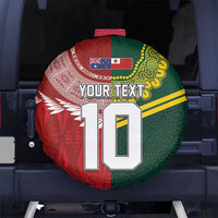 Custom Mate Ma'a Tonga and Australia Kangaroo Spare Tire Cover Nation Seal with Mascot Aboriginal and Tongan Kupesi Ngatu Art