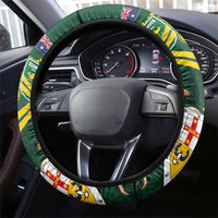 Mate Ma'a Tonga and Australia Kangaroo Steering Wheel Cover Nation Seal with Mascot Aboriginal and Tongan Kupesi Ngatu Art
