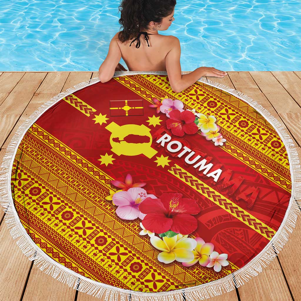 Rotuma Island Beach Blanket Fijian Tapa with Polynesian Art and Hibiscus