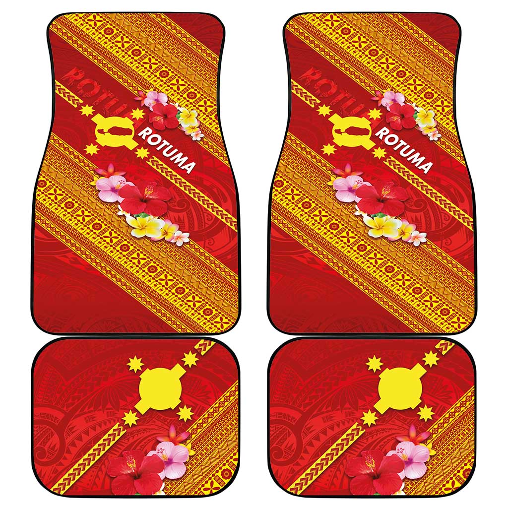 Rotuma Island Car Mats Fijian Tapa with Polynesian Art and Hibiscus