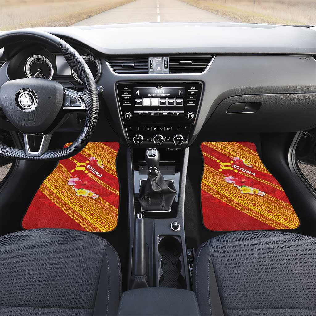 Rotuma Island Car Mats Fijian Tapa with Polynesian Art and Hibiscus