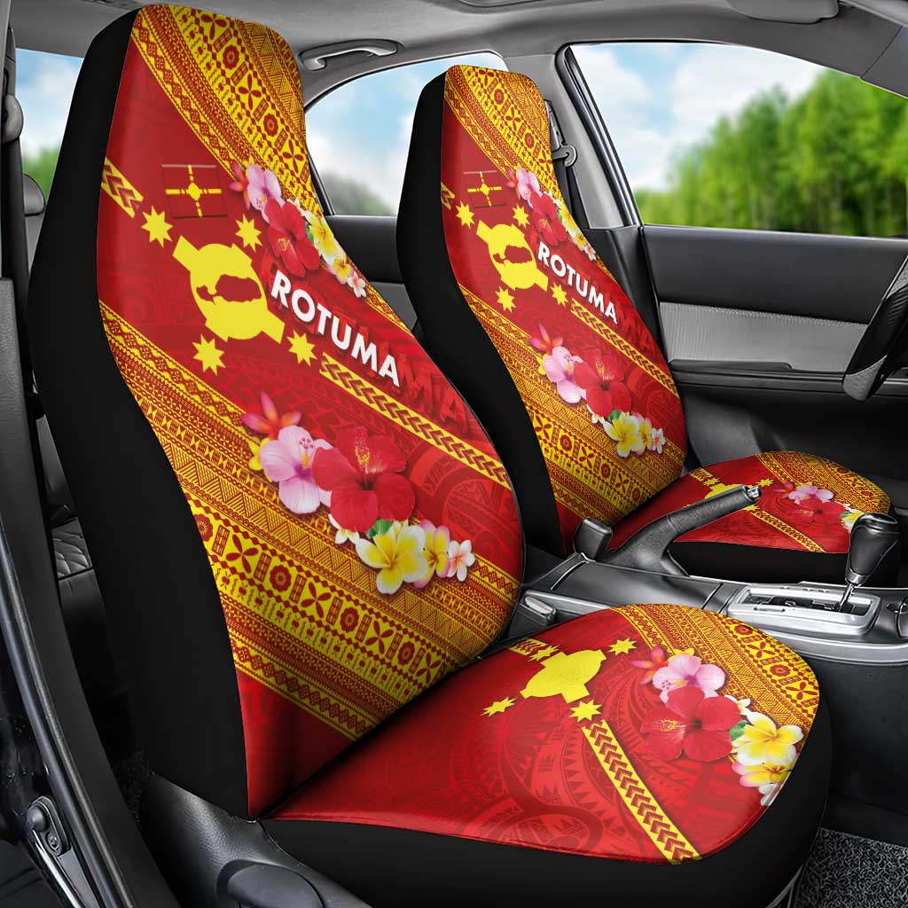 Rotuma Island Car Seat Cover Fijian Tapa with Polynesian Art and Hibiscus