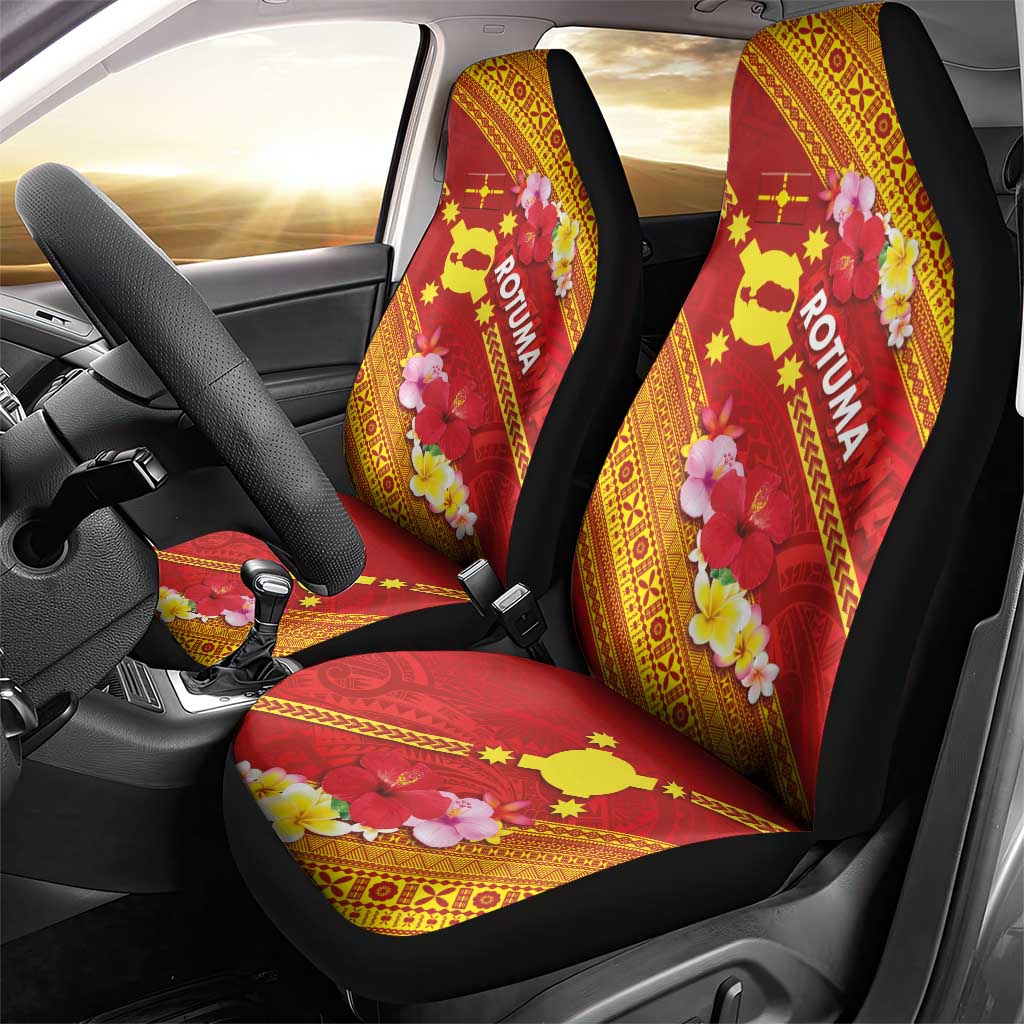 Rotuma Island Car Seat Cover Fijian Tapa with Polynesian Art and Hibiscus