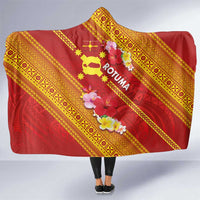 Rotuma Island Hooded Blanket Fijian Tapa with Polynesian Art and Hibiscus
