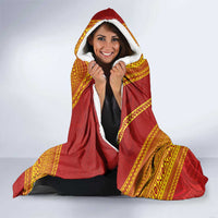 Rotuma Island Hooded Blanket Fijian Tapa with Polynesian Art and Hibiscus