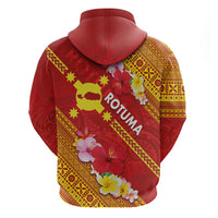 Rotuma Island Hoodie Fijian Tapa with Polynesian Art and Hibiscus