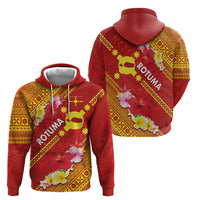 Rotuma Island Hoodie Fijian Tapa with Polynesian Art and Hibiscus