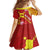 Rotuma Island Kid Short Sleeve Dress Fijian Tapa with Polynesian Art and Hibiscus