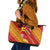 Rotuma Island Leather Tote Bag Fijian Tapa with Polynesian Art and Hibiscus