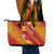 Rotuma Island Leather Tote Bag Fijian Tapa with Polynesian Art and Hibiscus