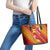 Rotuma Island Leather Tote Bag Fijian Tapa with Polynesian Art and Hibiscus