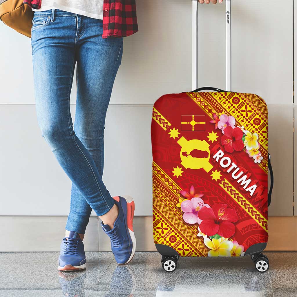 Rotuma Island Luggage Cover Fijian Tapa with Polynesian Art and Hibiscus