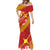 Rotuma Island Mermaid Dress Fijian Tapa with Polynesian Art and Hibiscus