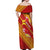 Rotuma Island Off Shoulder Maxi Dress Fijian Tapa with Polynesian Art and Hibiscus