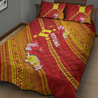 Rotuma Island Quilt Bed Set Fijian Tapa with Polynesian Art and Hibiscus