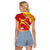 Rotuma Island Raglan Cropped T Shirt Fijian Tapa with Polynesian Art and Hibiscus