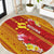 Rotuma Island Round Carpet Fijian Tapa with Polynesian Art and Hibiscus