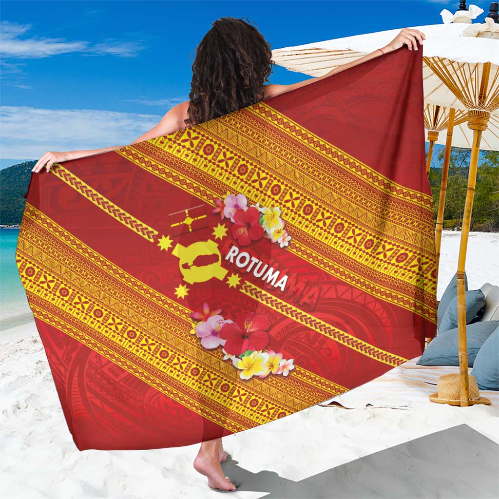 Rotuma Island Sarong Fijian Tapa with Polynesian Art and Hibiscus