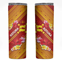Rotuma Island Skinny Tumbler Fijian Tapa with Polynesian Art and Hibiscus LT03 Red - Polynesian Pride