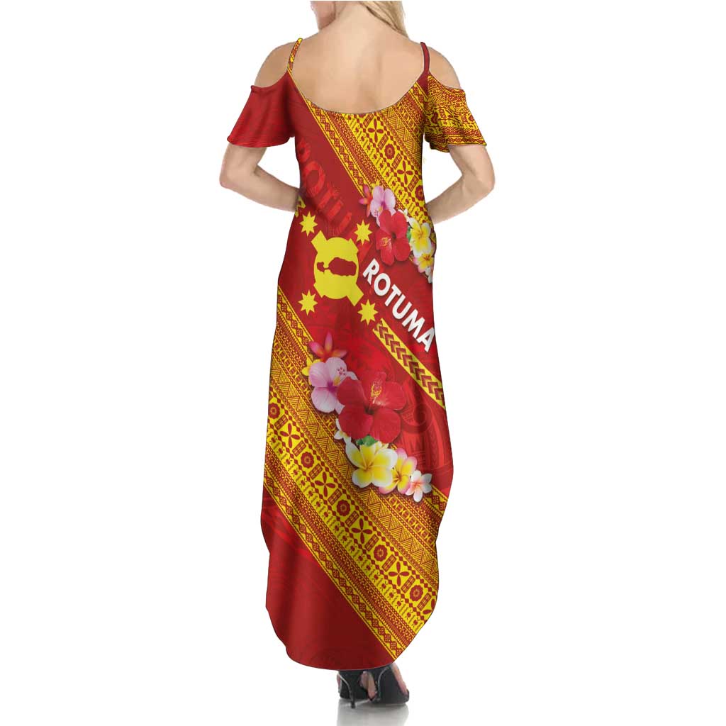 Rotuma Island Summer Maxi Dress Fijian Tapa with Polynesian Art and Hibiscus