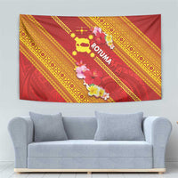 Rotuma Island Tapestry Fijian Tapa with Polynesian Art and Hibiscus