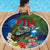 Fiji Iguana-Coat of Arms Beach Blanket with Hibiscus and Plumeria Palm Tree Tapa Art