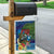Fiji Iguana-Coat of Arms Garden Flag with Hibiscus and Plumeria Palm Tree Tapa Art