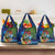 Fiji Iguana-Coat of Arms Grocery Bag with Hibiscus and Plumeria Palm Tree Tapa Art