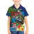 Fiji Iguana-Coat of Arms Kid Hawaiian Shirt with Hibiscus and Plumeria Palm Tree Tapa Art