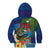 Fiji Iguana-Coat of Arms Kid Hoodie with Hibiscus and Plumeria Palm Tree Tapa Art