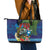 Fiji Iguana-Coat of Arms Leather Tote Bag with Hibiscus and Plumeria Palm Tree Tapa Art