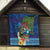 Fiji Iguana-Coat of Arms Quilt with Hibiscus and Plumeria Palm Tree Tapa Art