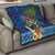 Fiji Iguana-Coat of Arms Quilt with Hibiscus and Plumeria Palm Tree Tapa Art
