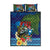 Fiji Iguana-Coat of Arms Quilt Bed Set with Hibiscus and Plumeria Palm Tree Tapa Art