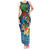 Fiji Iguana-Coat of Arms Tank Maxi Dress with Hibiscus and Plumeria Palm Tree Tapa Art